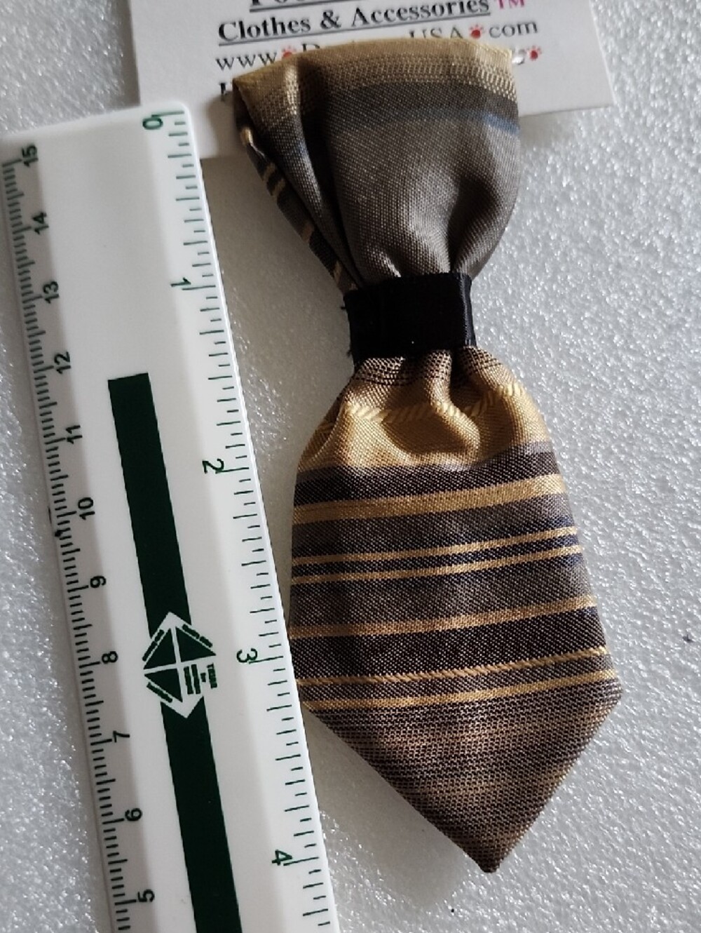 Hand Crafted Brown and Gold Slip-On Collar Tie - Picture 5 of 8